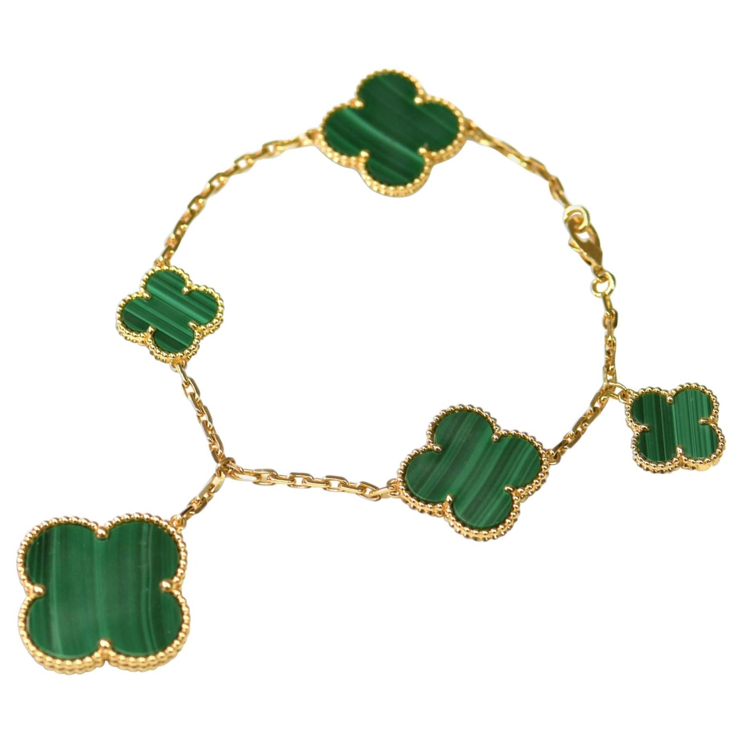 [Dawnora Jewelry]MAGIC CLOVER MALACHITE GOLD BRACELET 5 MOTIFS