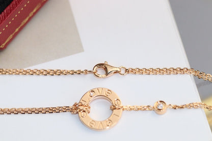 [Dawnora Jewelry]LOVE NECKLACE ADJUSTABLE ROSE GOLD 2 DIAMOND