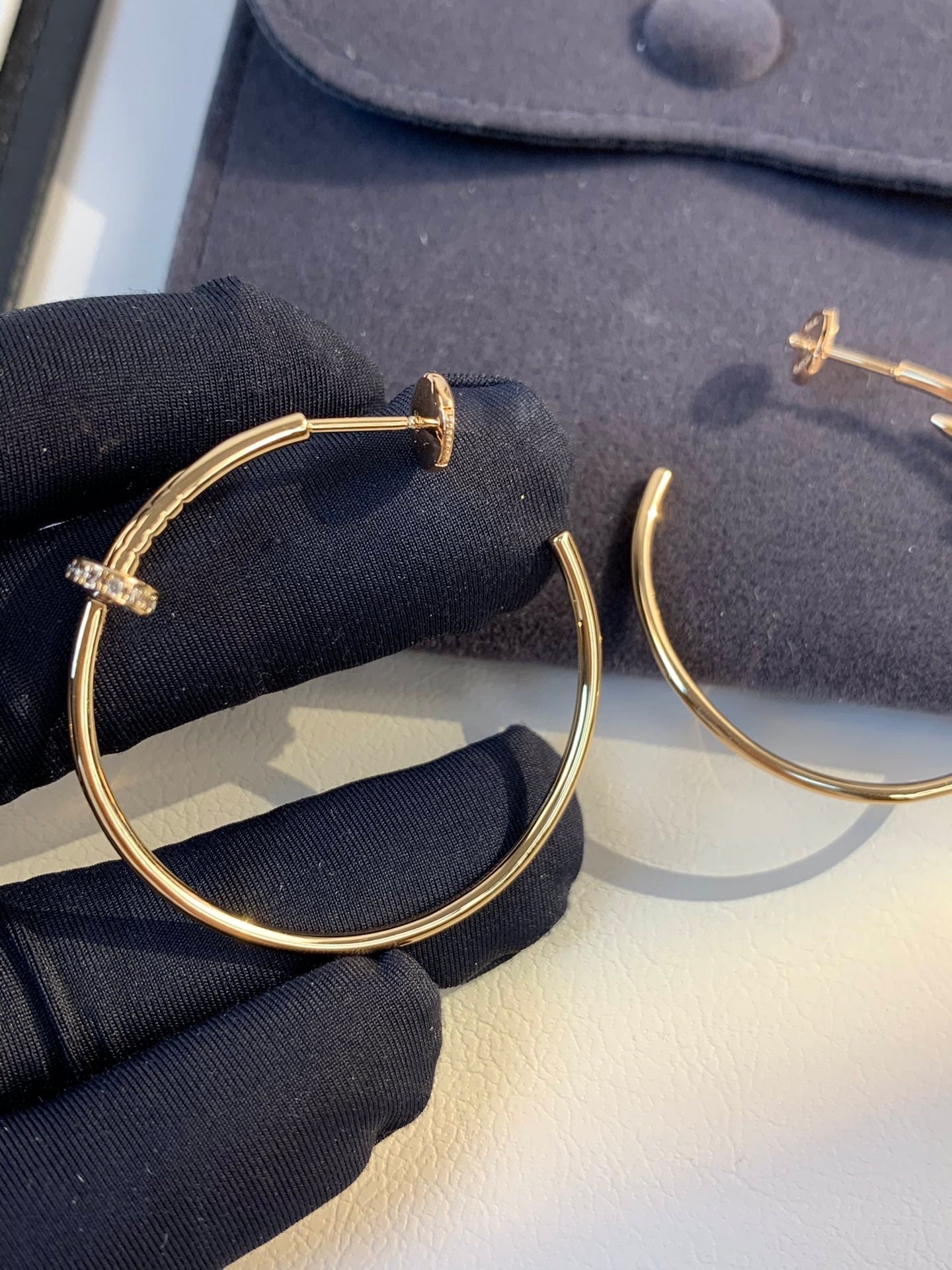 [Dawnora Jewelry]JUSTE EARRINGS GOLD DIAMONDS 1.8MM