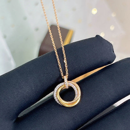 [Dawnora Jewelry]TRINITY NECKLACE SILVER GOLD PINK GOLD DIAMONDS