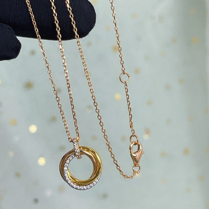 [Dawnora Jewelry]TRINITY NECKLACE SILVER GOLD PINK GOLD DIAMONDS