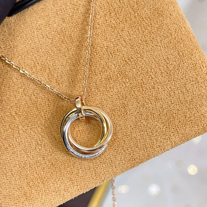 [Dawnora Jewelry]TRINITY NECKLACE SILVER GOLD PINK GOLD DIAMONDS