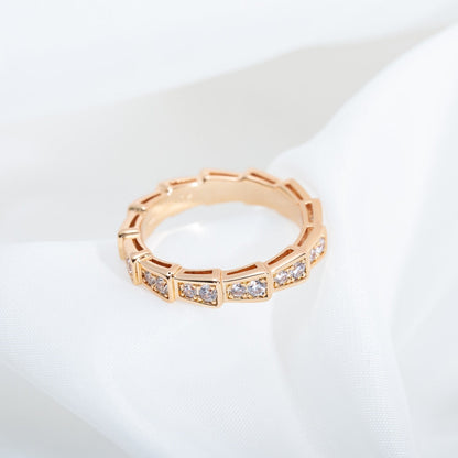 [Dawnora Jewelry]SERPENTI RING PINK GOLD DIAMOND PAVED 3MM