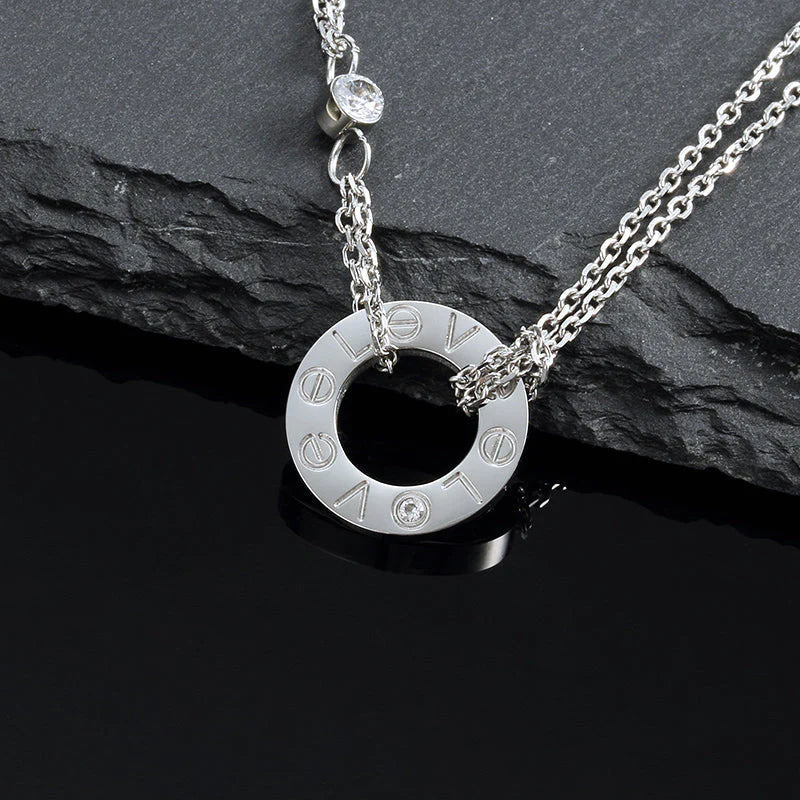 [Dawnora Jewelry]LOVE NECKLACE 16MM 2 DIAMONDS