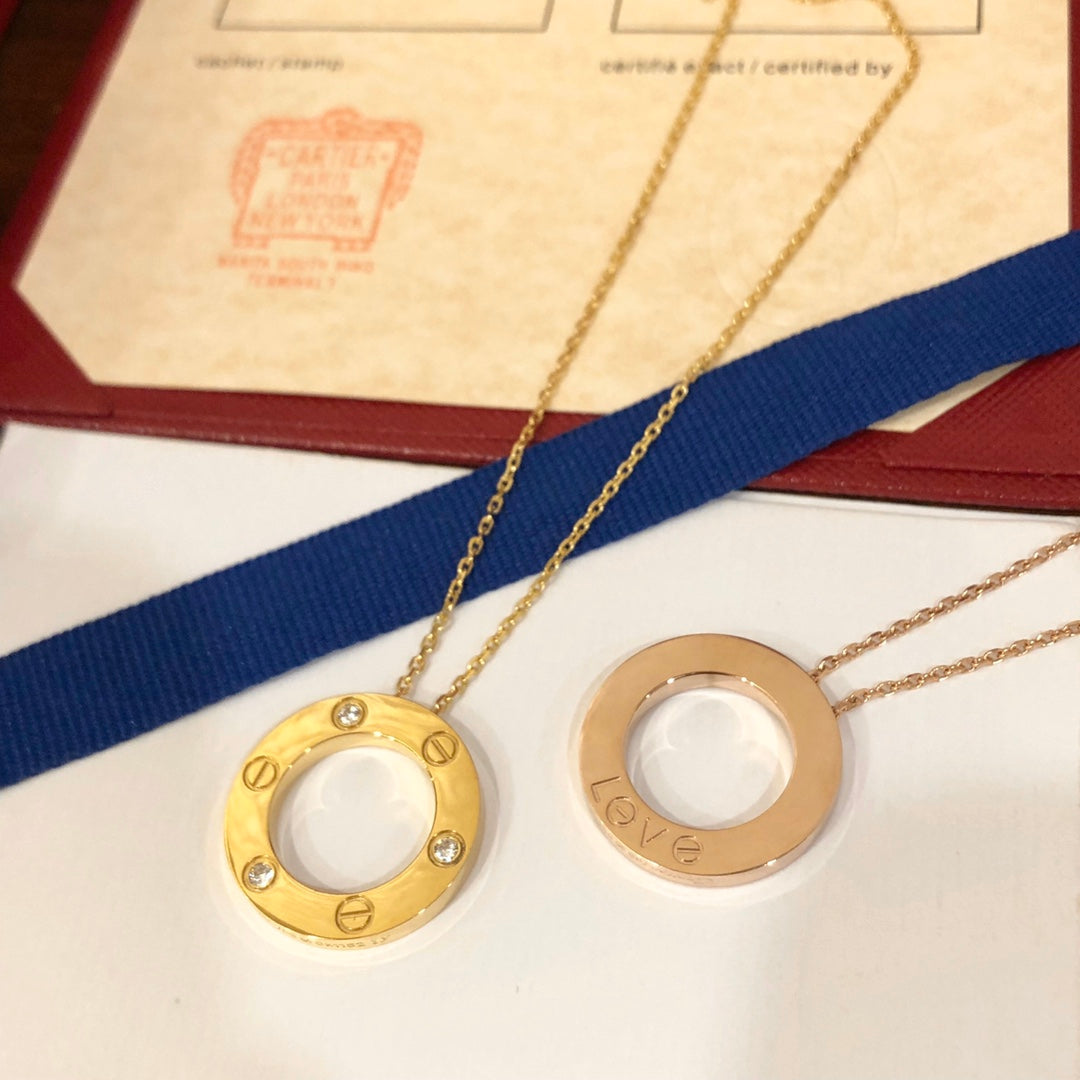 [Dawnora Jewelry]LOVE NECKLACE 16MM 3 DIAMONDS