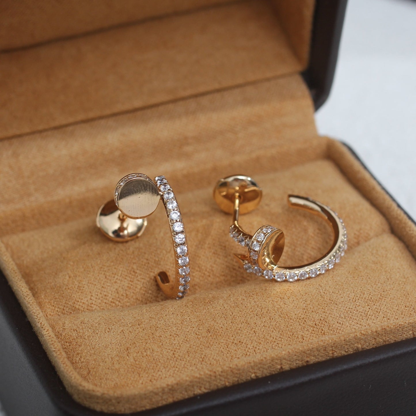 [Dawnora Jewelry]JUSTE EARRINGS 12.75MM PINK GOLD DIAMOND