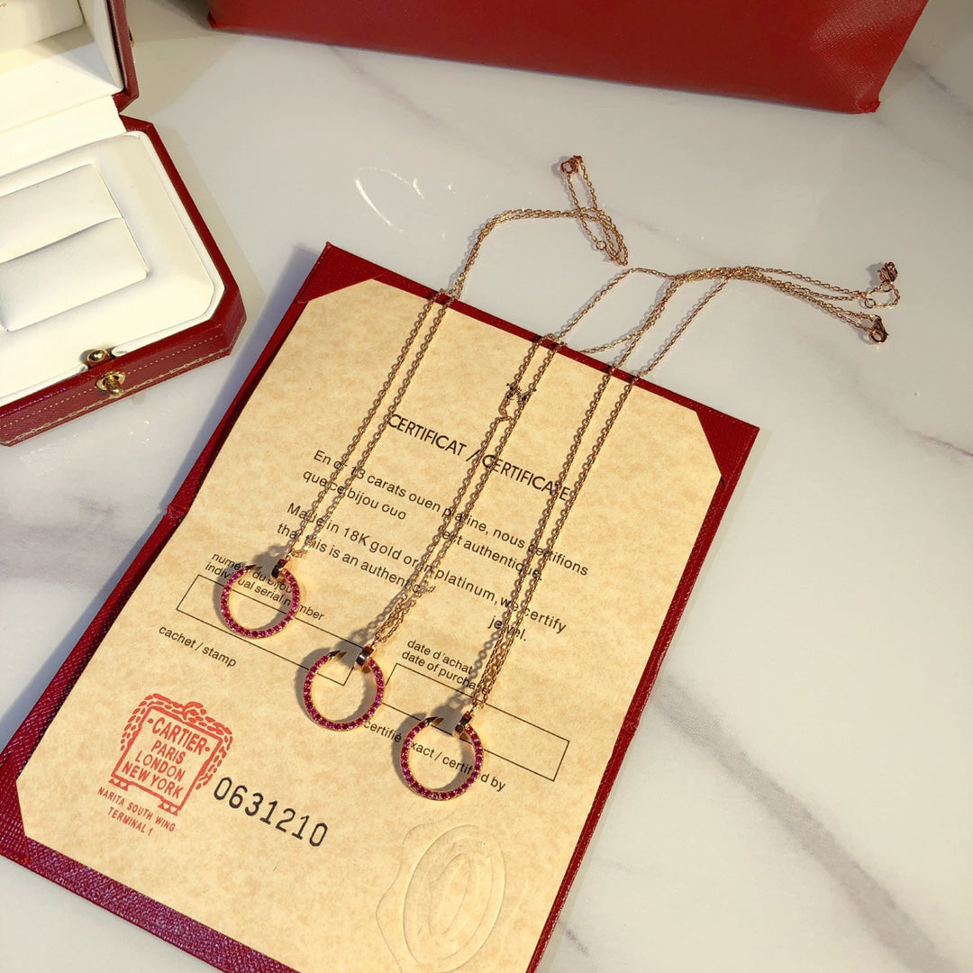 [Dawnora Jewelry]JUSTE NECKLACE GOLD RED DIAMONDS
