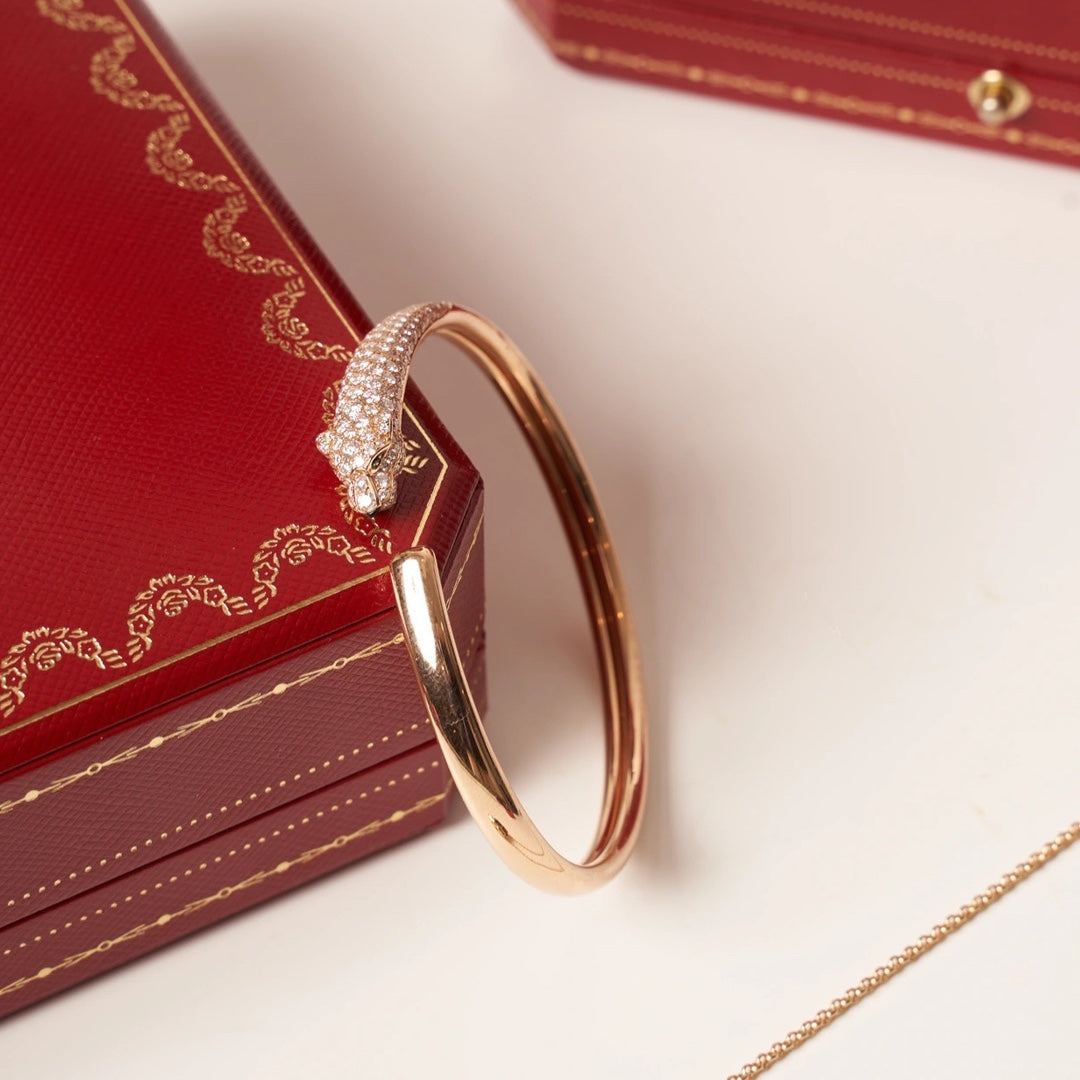 [Dawnora Jewelry]PANTHERE ROSE GOLD DIAMOND OPEN BRACELET