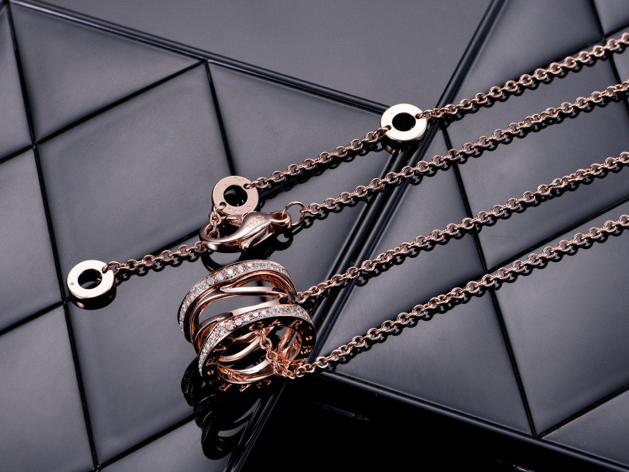 [Dawnora Jewelry]ZERO 1 PINK GOLD DIAMOND OPEN NECKLACE