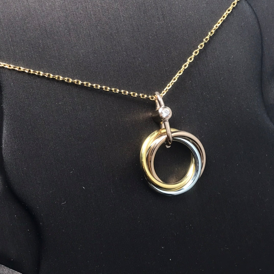 [Dawnora Jewelry]TRINITY SILVER GOLD PINK GOLD NECKLACE