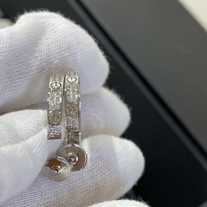 [Dawnora Jewelry]LOVE DIAMOND SILVER HOOP EARRINGS