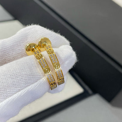 [Dawnora Jewelry]LOVE DIAMOND GOLD HOOP EARRINGS