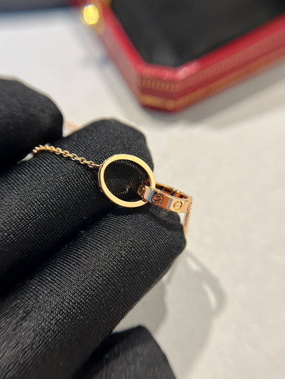 [Dawnora Jewelry]LOVE NECKLACE DOUBLE RING PINK GOLD