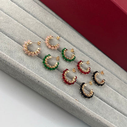 [Dawnora Jewelry]NEW COLORED GEMSTONE COLLECTION SMALL HOOP EARRINGS