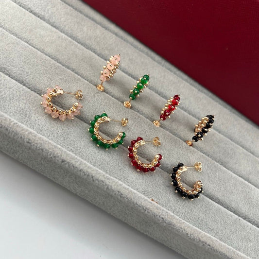 [Dawnora Jewelry]NEW COLORED GEMSTONE COLLECTION SMALL HOOP EARRINGS