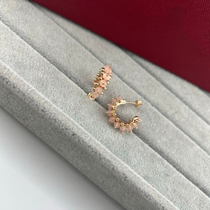[Dawnora Jewelry]NEW COLORED GEMSTONE COLLECTION SMALL HOOP EARRINGS