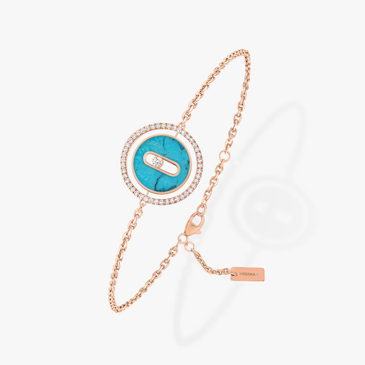 [Dawnora Jewelry]LUCKY MOVE TURQUOISE PINK GOLD DIAMOND BRACELET