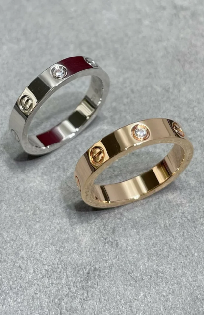 [Dawnora Jewelry]LOVE RING 4MM 1 DIAMOND SILVER