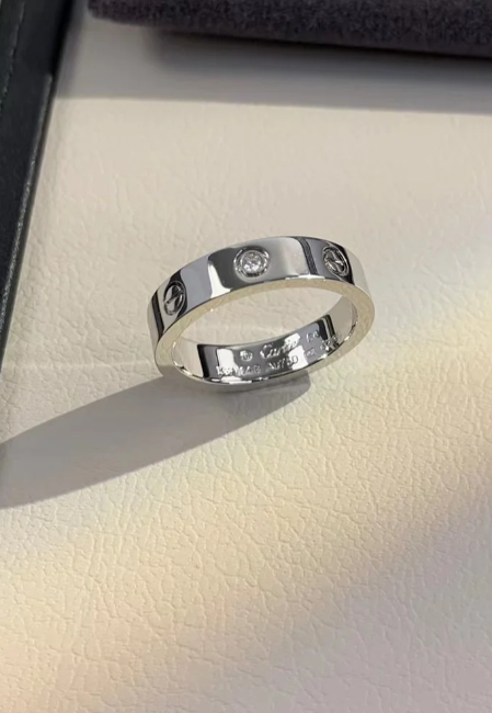 [Dawnora Jewelry]LOVE RING 4MM 1 DIAMOND SILVER