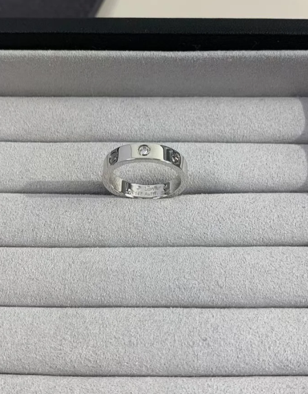 [Dawnora Jewelry]LOVE RING 4MM 1 DIAMOND SILVER