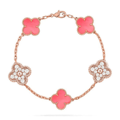 [Dawnora Jewelry] CLOVER 5 MOTIFS  PINK MOP BRACELET COLLECTION