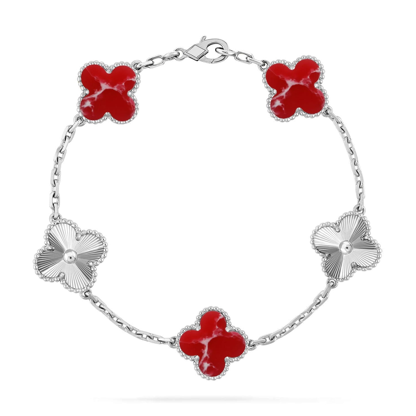 [Dawnora Jewelry]CLOVER 5 MOTIF RED PATTERN BRACELET COLLECTION