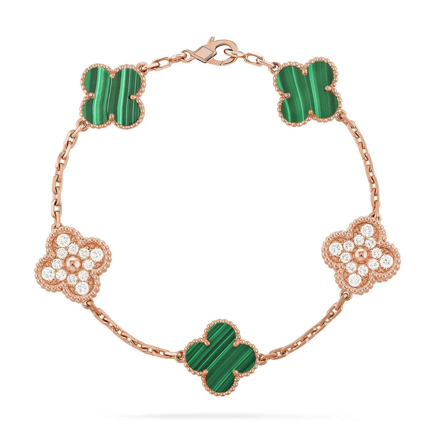 [Dawnora Jewelry] CLOVER 5 MOTIF MALACHITE BRACELET COLLECTION