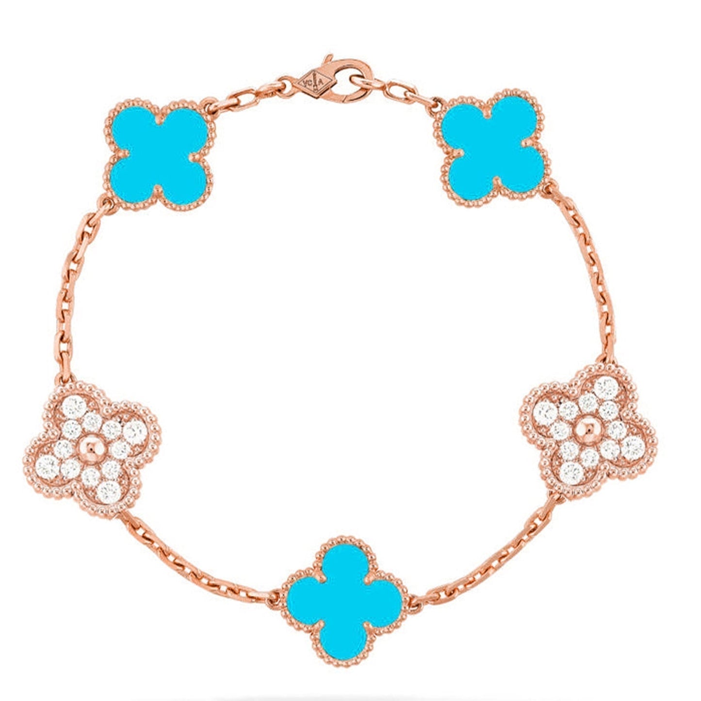 [Dawnora Jewelry] CLOVER 5 MOTIF TURQUOISE BRACELET COLLECTION