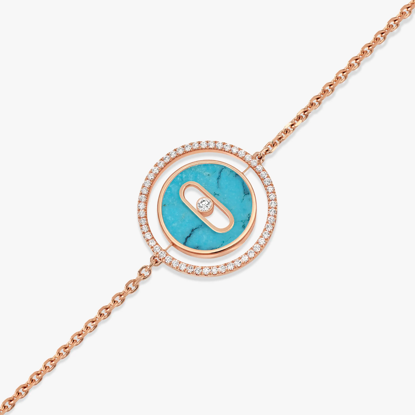 [Dawnora Jewelry]LUCKY MOVE TURQUOISE PINK GOLD DIAMOND BRACELET