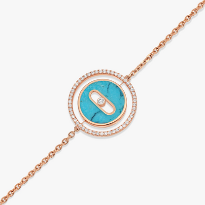 [Dawnora Jewelry]LUCKY MOVE TURQUOISE PINK GOLD DIAMOND BRACELET