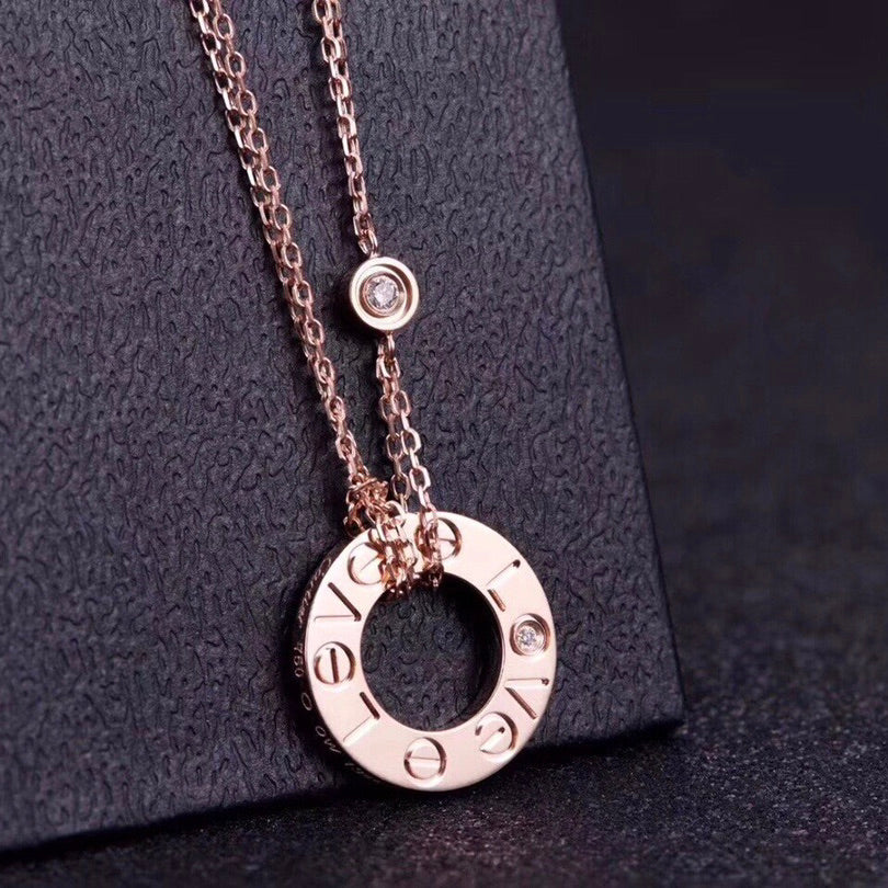 [Dawnora Jewelry]LOVE NECKLACE 16MM 2 DIAMONDS