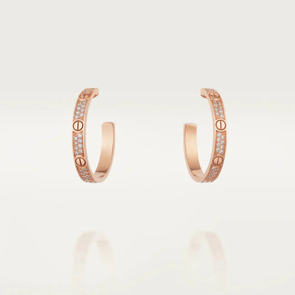 [Dawnora Jewelry]LOVE DIAMOND PINK GOLD HOOP EARRINGS