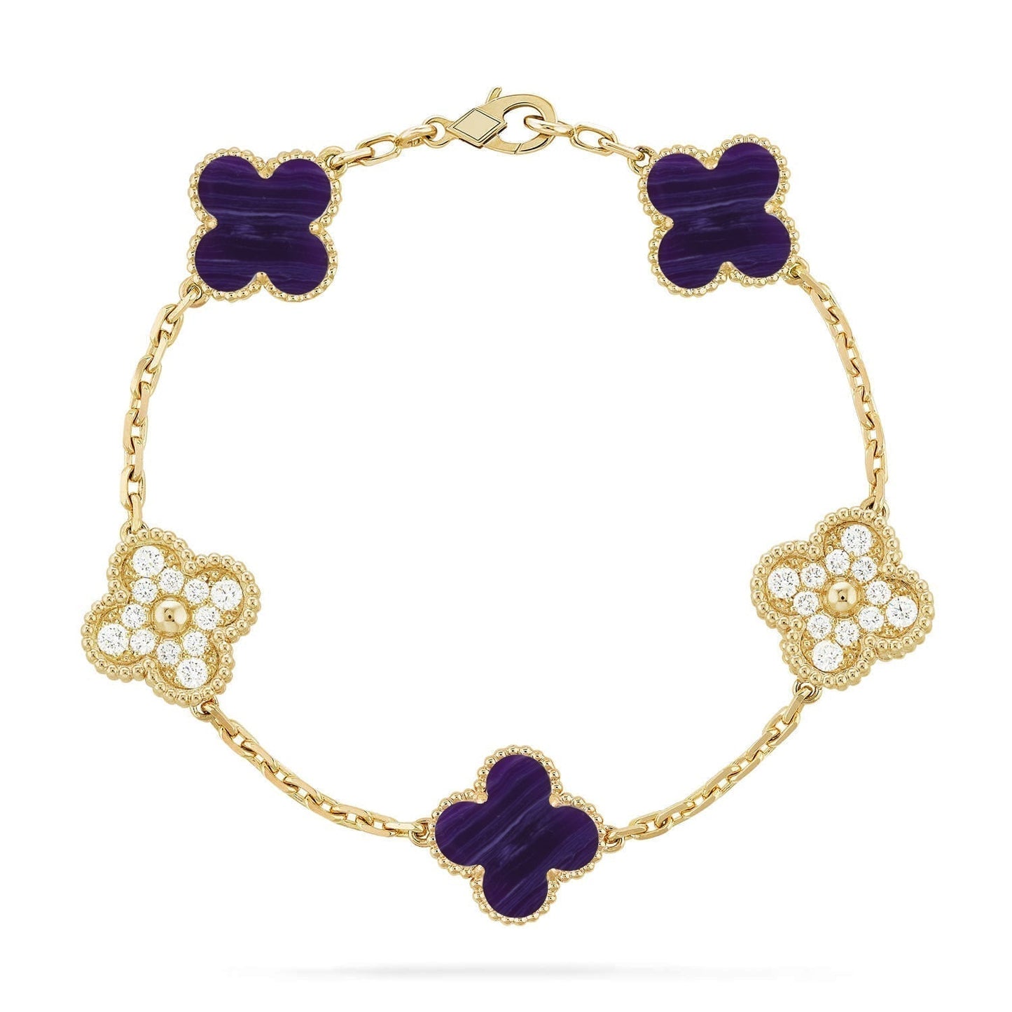 [Dawnora Jewelry]CLOVER 5 MOTIF PURPLE STRIPES BRACELET COLLECTION