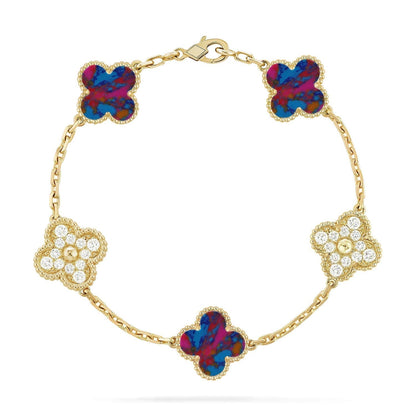 [Dawnora Jewelry]CLOVER 5 MOTIF COLOR GEMSTONES BRACELET COLLECTION