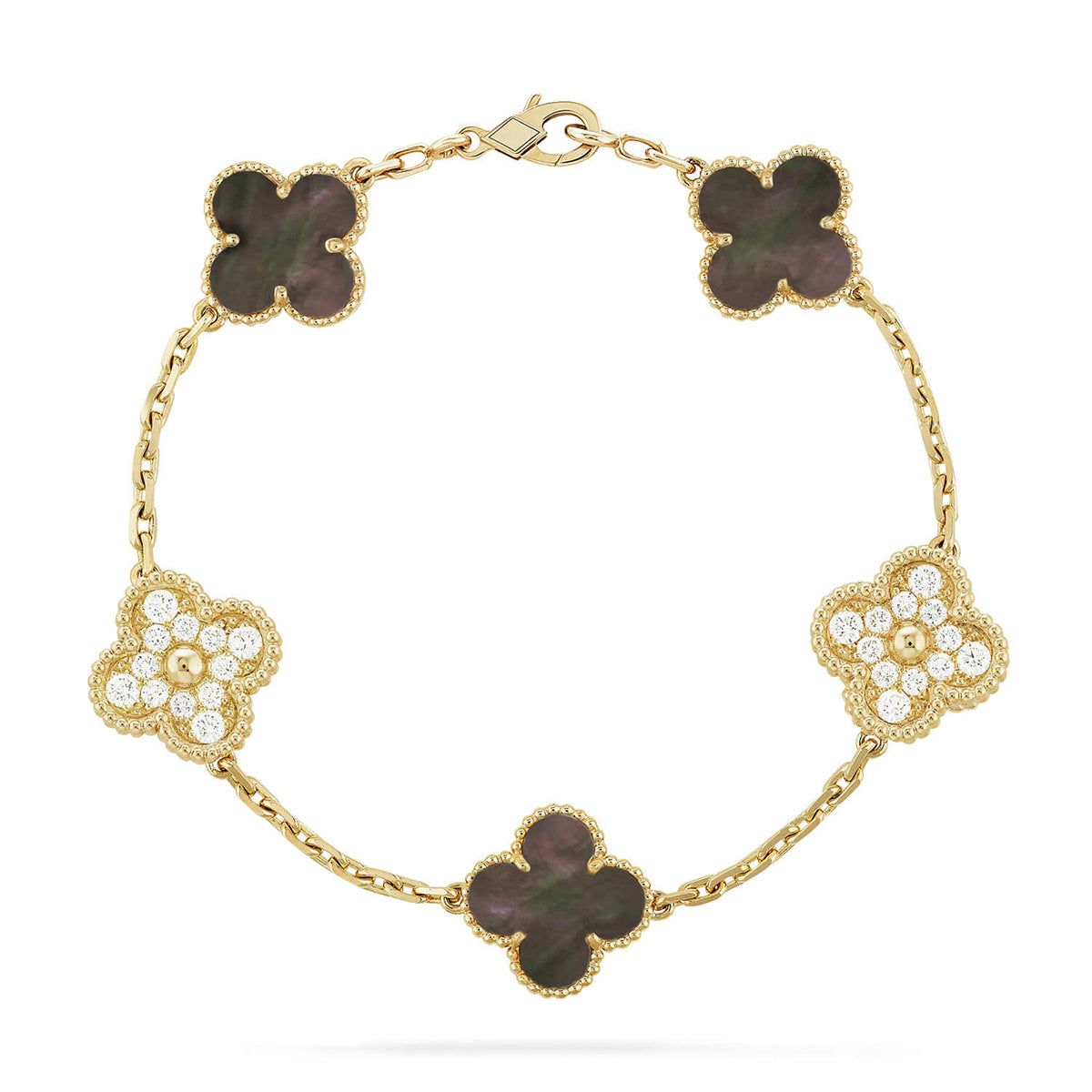 [Dawnora Jewelry] CLOVER 5 MOTIF GRAY MOP BRACELET COLLECTION