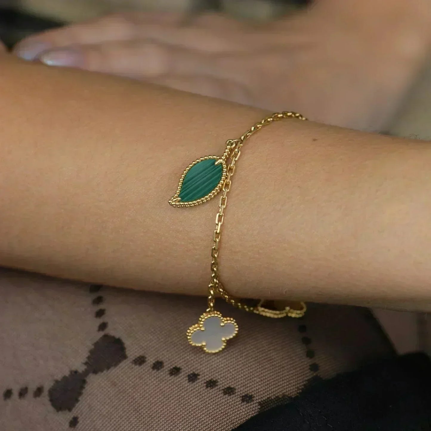 [Dawnora Jewelry]LUCKY SPRING 5 MOTIF GOLD BRACELET