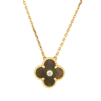 [Dawnora Jewelry]CLOVER 15MM DIAMOND AND MOTHER-OF-GREY NECKLACE