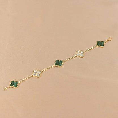 [Dawnora Jewelry] CLOVER 5 MOTIF MALACHITE BRACELET COLLECTION