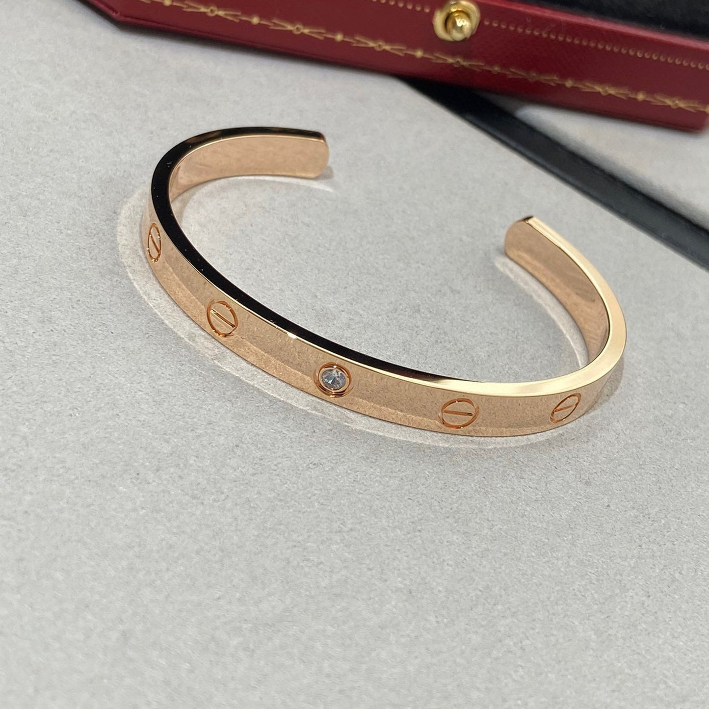 [Dawnora Jewelry]LOVE BRACELET 6.1MM 1 DIAMOND OPEN CUFF