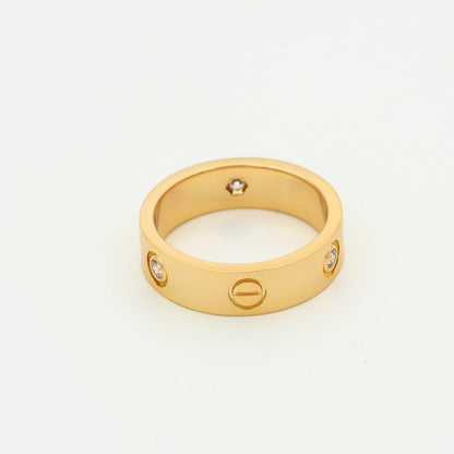 [Dawnora Jewelry]LOVE RING 5.5MM 3 DIAMONDS PINK GOLD
