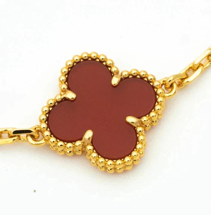 [Dawnora Jewelry] CLOVER 5 MOTIF RED CORNELIAN BRACELET COLLECTION