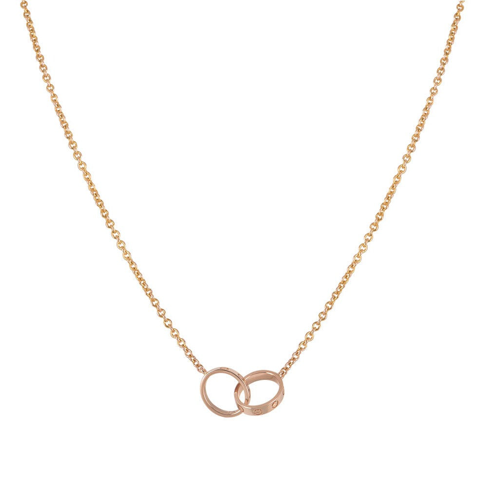 [Dawnora Jewelry]LOVE NECKLACE DOUBLE RING PINK GOLD