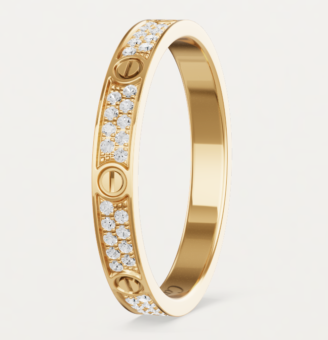 [Dawnora Jewelry]LOVE RING 2.6mm-wide full-diamond ring Gold