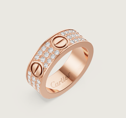 [Dawnora Jewelry]LOVE RING 6.5mm-wide full-diamond ring Rose Gold
