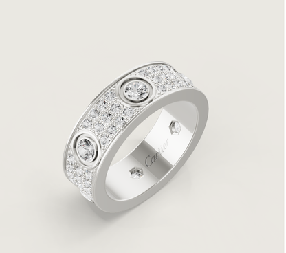 [Dawnora Jewelry]LOVE RING 6.5MM Full Diamond, 6 Major Diamonds Silver