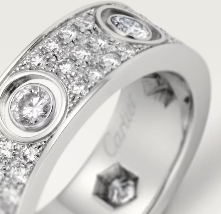 [Dawnora Jewelry]LOVE RING 6.5MM Full Diamond, 6 Major Diamonds Silver