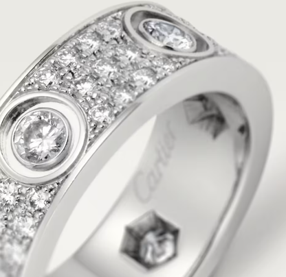 [Dawnora Jewelry]LOVE RING 6.5MM Full Diamond, 6 Major Diamonds Silver