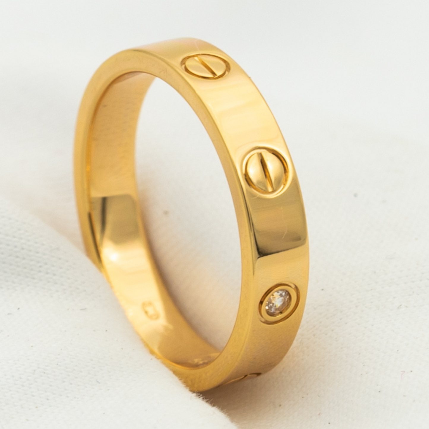 [Dawnora Jewelry]LOVE RING 4MM 1 DIAMOND PINK GOLD
