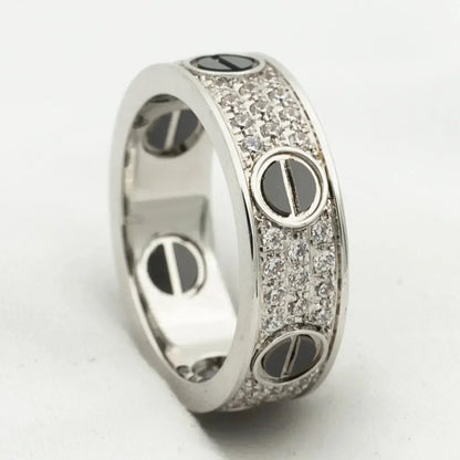 [Dawnora Jewelry]LOVE RING 5.5MM DIAMONDS PAVED CERAMIC
