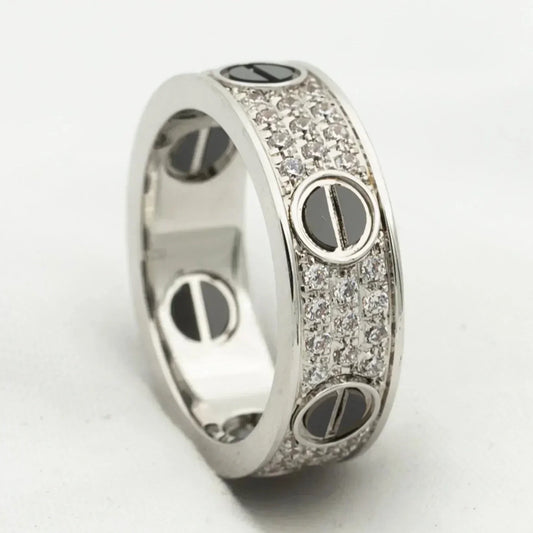 [Dawnora Jewelry]LOVE RING 5.5MM DIAMONDS PAVED CERAMIC